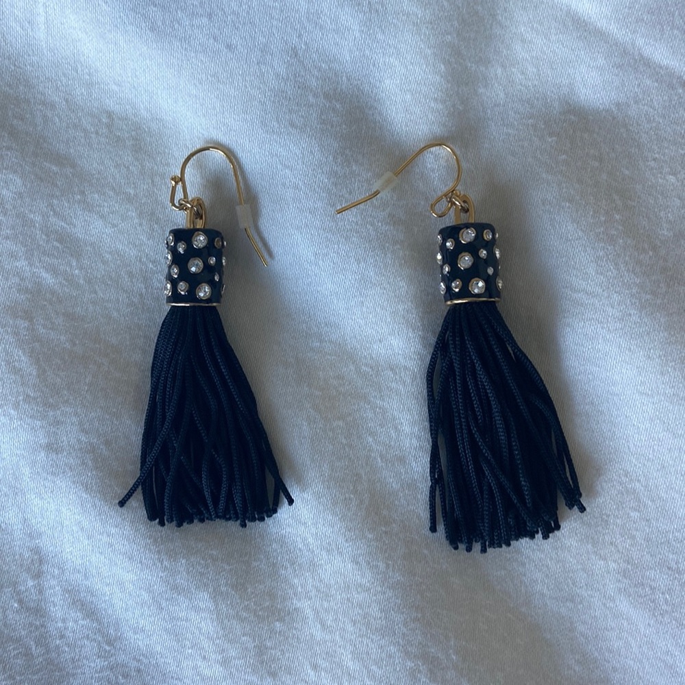 Black tassel earrings